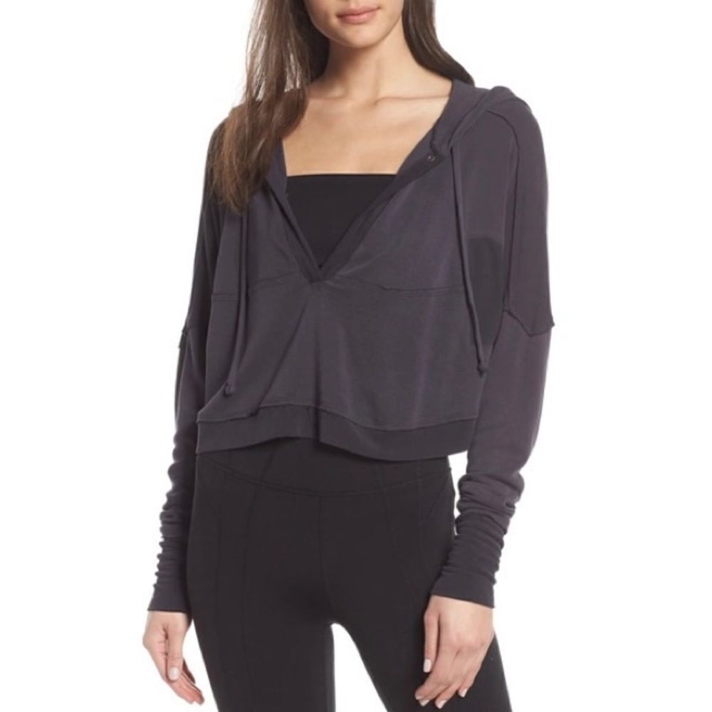 FREE PEOPLE Movement Aries Hoodie in Washed Black